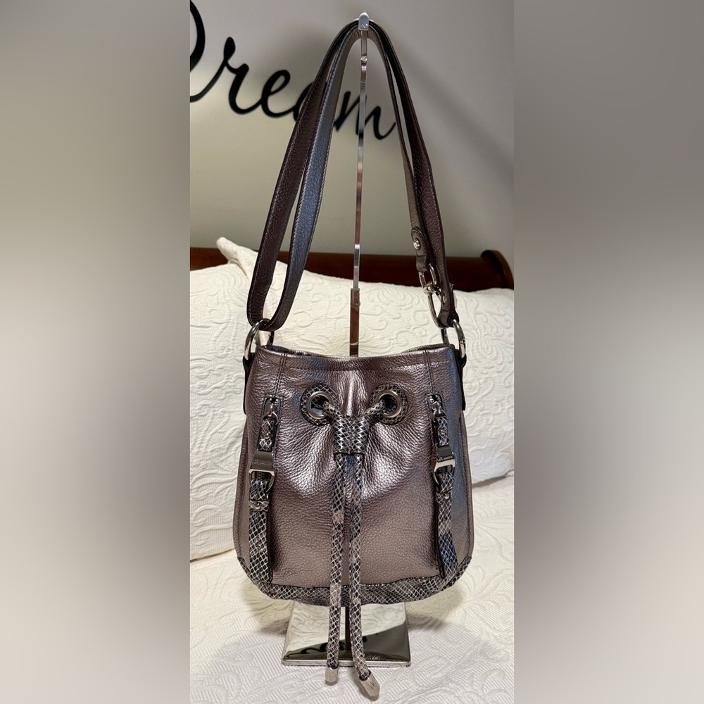 Gently Used B. Makowsky Metallic Leather Shoulder Bag